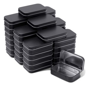 Custom Tins Box Tin Custom Printed Metal Rectangular Empty Hinged Tins Matte Black Mini Portable Box Containers Small Empty Condoms Metal Tin Box