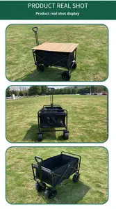 Chariot de camping pliable à 4 roues en aluminium, chariot de pique-nique à pousser à la main, chariot de camping portable, chariot de rangement de grande capacité - Product Image 2