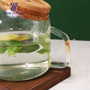 800ML 1000ML 2000ML Jarra de tetera de vidrio resistente al calor de alto borosilicato con tapa de corcho de roble Jarra para beber agua - Product Image 6