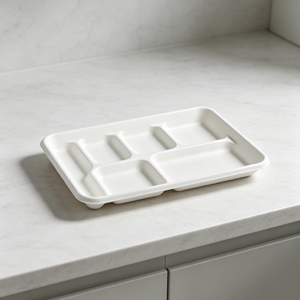 Barquettes jetables en bagasse de canne à sucre compostables à 6 compartiments de qualité alimentaire avec couvercles pour la restauration collective - Product Image 6
