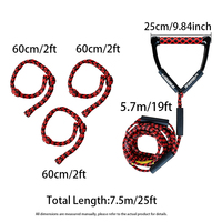 Tali Ski EVA Handle Beginner Unisex untuk Surfing, Wakeboarding, dan Ski Air dengan PE Hollow Braided Slalom Towing Bodyboard