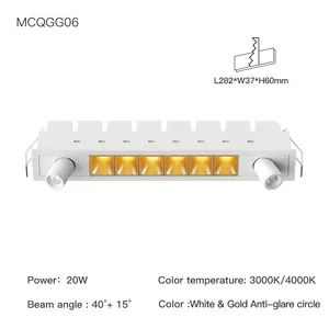 XRZLux Grille Light Spotlight Led Linear Downlight 10W 20W Multiple Head LED Lamp Recessed Adjustable Angle Ceiling Spotlight