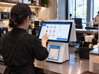 Systèmes de point de vente à double écran 15,6''+15,6'', imprimante thermique intégrée de 80 mm, caisse enregistreuse tout-en-un pour restaurant de restauration rapide