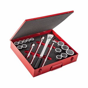 <b>Socket</b> Set 3/4 <b>Inch</b> Drive <b>12</b> Piece Metric With Ratchet And Extension Bar For Automotive Repair - Product Image 1