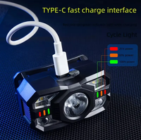 Lampe frontale à détecteur de mouvement avec affichage de la puissance, USB Type C, 5 modes, lumière blanche et rouge, légère, pour le camping, la course à pied, la randonnée, la pêche