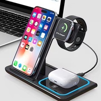 Station de charge sans fil 3-en-1 pliable pour appareils électroniques, support vertical à charge rapide 15W, modèle 455 pour téléphone Apple, écouteurs et montre