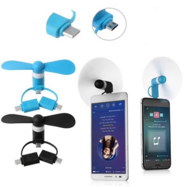 2-in-1 USB Mini Fan Portable Cooling Fan for Android iPhone Rechargeable Handheld Fan Compact Personal Air Cooler