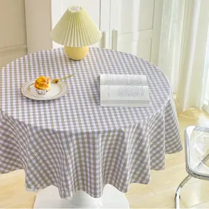 Classic Round Ornate Table Cloth Brown and White Table Cloth Waterproof Hotel Park Kids Table Covers Cloth