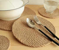Napperons de dessous de plat tissés en coton naturel ensemble de chargeur tapis de table bohème rustique salle à manger coussins chauds tapis de plaque corde de coton naturel cuisine