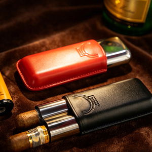 Estuche de Cigarros Portátil de Diseño Clásico con Acabado en Laca de Cuero, Humectante, para Viaje, con Capacidad para 2 Cigarros - Product Image 3