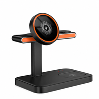 Station de charge sans fil pliable 3-en-1 15W avec chargeur magnétique pour montre et écouteurs, entrée Type-C, protection de sécurité