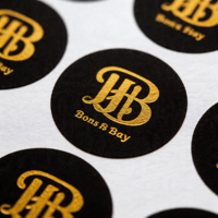 Autocollants ronds personnalisés avec logo en feuille d'or sur papier noir, étiquettes de luxe décoratives adhésives pour entreprises