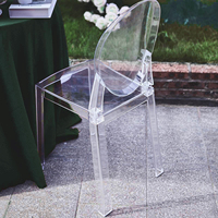 Vente en gros de chaises de soirée en acrylique tabouret haut transparent en plastique acrylique pour banquet de fête chaises de bar fantôme pour événement