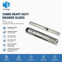53mm Largeur Correderas Para Cajones Heavy Duty Tiroir Runner Rail Roulement À Billes Tiroir Glissière