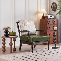 Fauteuil individuel rembourré en bois massif de style américain vintage, fauteuil lounge français du milieu du siècle, fauteuil à oreilles rembourré de duvet