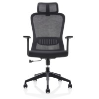Chaise de bureau ergonomique professionnelle de qualité supérieure, dossier en maille noire large, pour mobilier de bureau