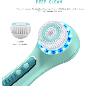 Cepillo de Limpieza Facial Eléctrico Multifunción de Silicona Verde, Alimentado por USB, ABS+PC, Portátil, Limpieza Profunda, Impermeable, Cuidado Corporal - Product Image 4