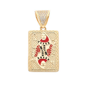 HP485 Nouveautés Charmant pendentif <span class=keywords><strong>de</strong></span> club <span class=keywords><strong>de</strong></span> reine en or 14 carats, pendentif <span class=keywords><strong>de</strong></span> <span class=keywords><strong>carte</strong></span> à jouer simple, bijoux <span class=keywords><strong>de</strong></span> cartes à jouer adaptés aux cadeaux - Product Image 1