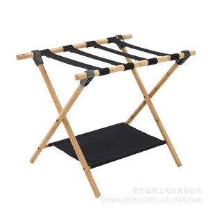 Bamboo Foldable Luggage Rack Portable Wooden <b>Suitcase</b> <b>Storage</b> Rack Hotel Guesthouse Shoe Organizer Two Layer Foldable - Product Image 4