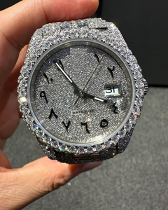 นาฬิกาหรูหราแบบกำหนดเอง Iced Hip Hop VVS Moissanite ทองคำขาวประดับเพชร ระบบควอตซ์ สายโลหะผสม แฟชั่นธุรกิจ - Product Image 4