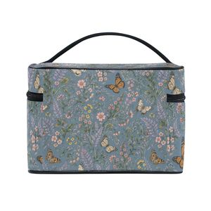 Elegante Bolsa de Cosméticos con Diseño Floral de Mariposas, Organizador de Artículos de Aseo de Viaje Grande con Correas Elásticas, Estuche Portátil para Guardar Maquillaje - Product Image 5