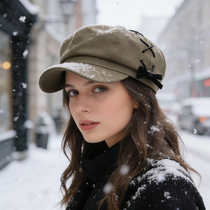 Nouveau Béret Femme Style Japonais avec Cordons Croisés - Amincissant pour le Visage, Respirant, 100% Polyester, Casquette Décontractée Quatre Saisons - Product Image 1