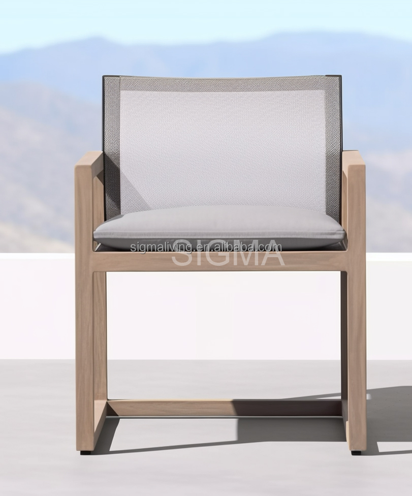 Custom garden outdoor furniture set rectangle table handcrafted multiple seats teak wooden dining table chair