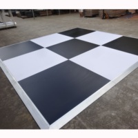 Plancher de danse portable 1x1m en contreplaqué PVC brillant 18mm léger pour mariage, utilisation intérieure/extérieure - Installation facile, bord en aluminium facile à nettoyer