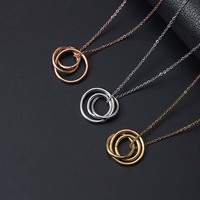 2025 nouveau acier inoxydable 3 cercles imbriqués pendentif délicat plaqué or dames chaîne en or mode bijoux collier