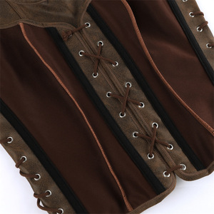 Corsé <span class=keywords><strong>Medieval</strong></span> Pirata de Piel Sintética Desgastada sin Mangas con Cuello en U y Cordones Delanteros, Top Corsé Cincher de Cintura Ajustable - En Stock - Product Image 5