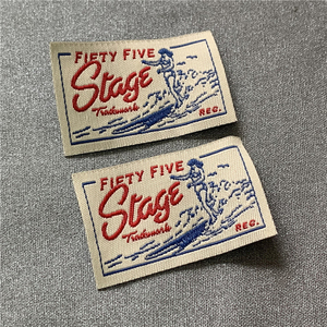 Personalizzato Logo privato ad alta densità tessuto tessuto etichette <span class=keywords><strong>nastro</strong></span> di abbigliamento raso damasco poliestere indumento toppa abito - Product Image 3