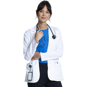 <strong>Cotton</strong>-Polyester OEM Custom Unisex <strong>Surgical</strong> Medical Scrub Consultation White Lab Coat Long Sleeve 3 Pockets Easy Care Lab Coat - Product Image 2