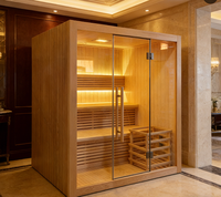 Sauna sec d'intérieur en bois de pruche avec porte vitrée, assemblage en kit pour 3-4 personnes