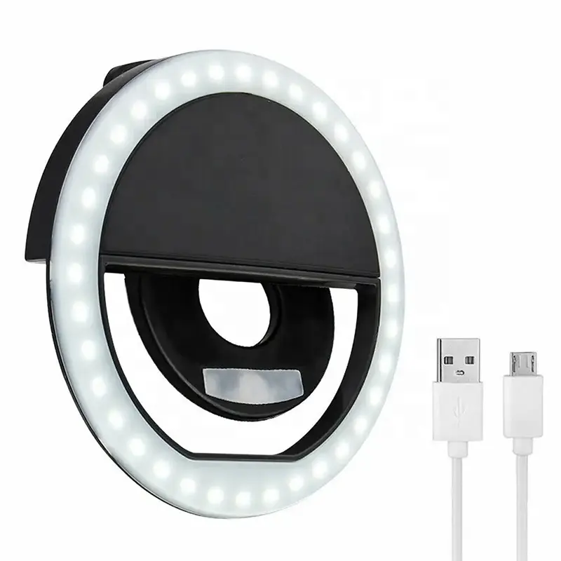 Cámara LED Selfie Anillo redondo Selfie Luz de relleno USB portátil Anillo de luz recargable Teléfono celular