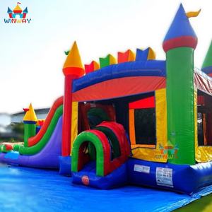 Château gonflable commercial en PVC avec toboggan et piscine, taille 5x6m, installation facile pour les fêtes - Product Image 2