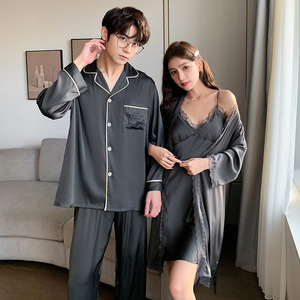 Conjunto de <span class=keywords><strong>pijama</strong></span> de satén de seda para mujer, ropa de dormir de dos piezas de diseño de alta calidad para el hogar - Product Image 3