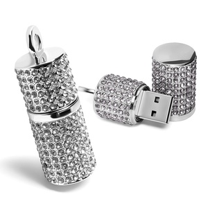 Nhà Máy Trực Tiếp Tốc Độ Cao Sáng Tạo Thời Trang Kim Loại U Đĩa Tinh Tế Hình Trụ Pha Lê Đồ Trang Sức Cho Cô Gái Bên <span class=keywords><strong>USB</strong></span> Ổ Đĩa <span class=keywords><strong>Flash</strong></span> - Product Image 6