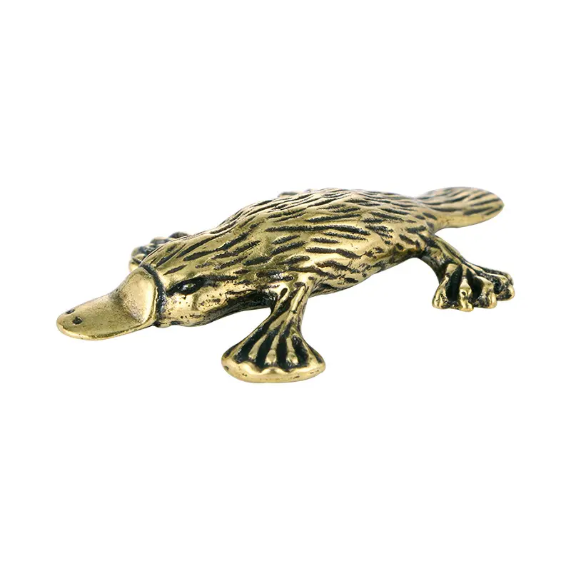 Platypus de latón puro retro antiguo, adornos de cobre sólido, artesanías de bronce de imitación.