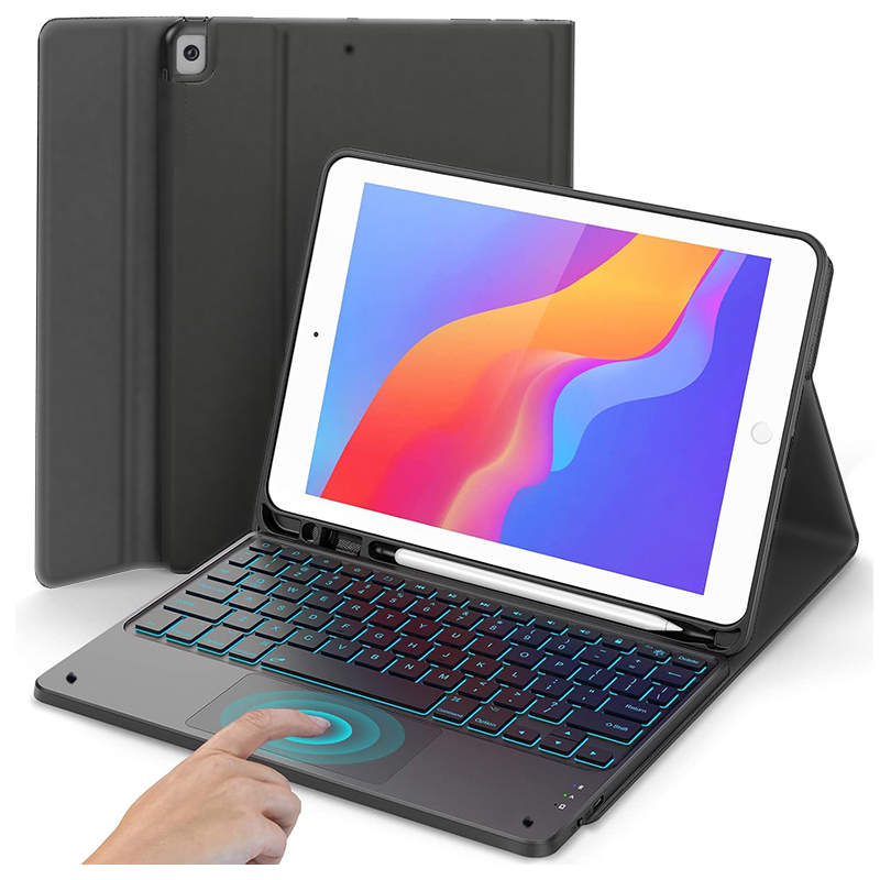 Съемный чехол с клавиатурой для iPad 9-го/8-го/7-го поколения 10,2 дюймов Смарт-тачпад 7 цветов совместимый с подсветкой чехол для планшета iPad