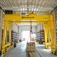 Promotion : Grue portique à double poutre montée sur rail, renforcée, résistante au vent, 25 tonnes, pour opération en cour préfabriqué de grande envergure