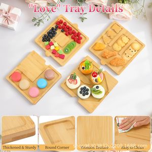 Ensemble de plateaux de service modulaires en bois, planche à fromage en bambou pour la présentation des aliments, utilisation multifonctionnelle en cuisine - Product Image 3