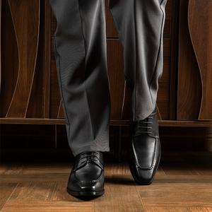 Chaussures pour hommes haut de gamme, formelles, pour le travail, les déplacements, les mariages, fabriquées à la main, durables, en cuir véritable, mode polyvalente, à lacets - Product Image 2