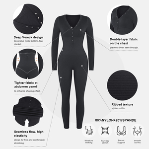 Vente en gros de nouvelles combinaisons une pièce à manches longues pour femmes sans couture barboteuses Shapers <span class=keywords><strong>combinaison</strong></span> caractéristique respirante - Product Image 3
