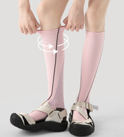 Chaussettes de compression unisexe à ligne contrastante latérale, en maille ajourée respirante, hauteur genou, protection professionnelle douce, imprimé Renaissance