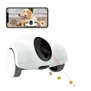 Connessione Wifi Pet Companion Laser Toy Food Treat Dispenser con fotocamera Cat Dog Toy Smart Companion Robot per animali domestici