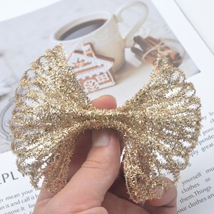 Pita Jala Metalik Natal 7cm - Pita Grosgrain Emas dan Perak dengan Tepi Kawat untuk Dekorasi Pohon - 5 Yard/Roll - Product Image 4