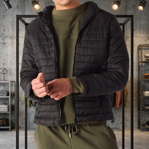 Abrigo de invierno acolchado vintage transpirable informal al por mayor para hombre con cremallera, logotipo personalizado, aislamiento térmico, ropa exterior teñida lisa - Product Image 3
