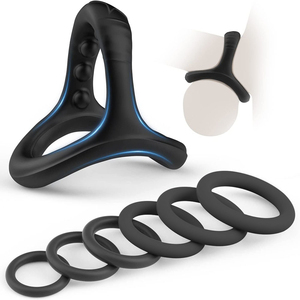SEXBAY modèle BY2003 explosif Silicone Triangle pénis anneaux ensemble avec requin Massage time-lapse anneau mâle Sex Toy - Product Image 4