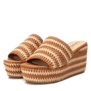 Carmela Women's Wedge Slipper Beige 162237 Platform <b>Sandal</b> - Product Image 4