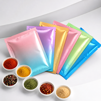 Pochettes plates métallisées à trois soudures renforcées avec dégradé métallique personnalisé pour l'emballage de poudres et d'épices